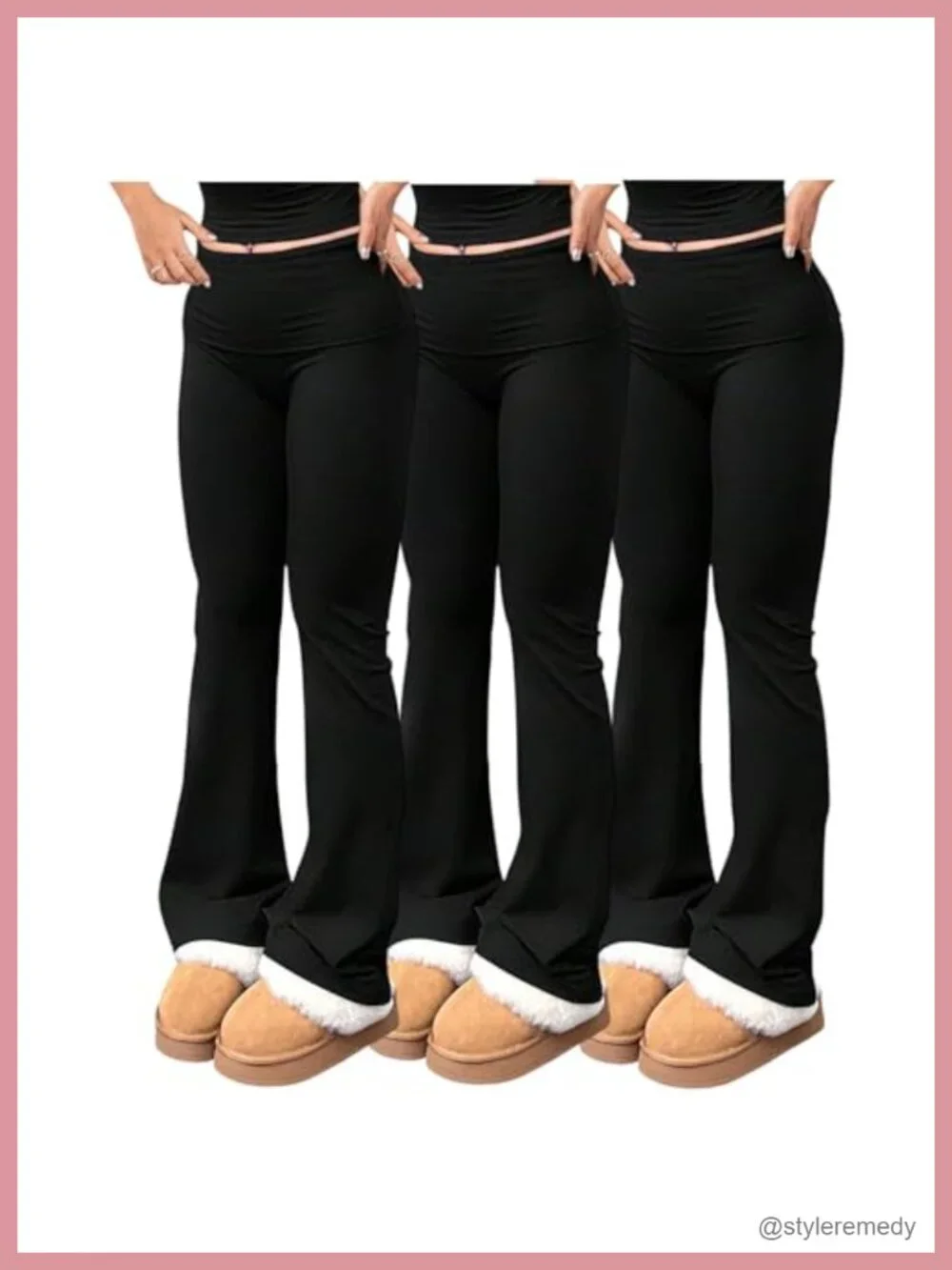 Women's 3 Piece Yoga Pants Set High Waisted Flare Bootcut Leggings Gym Workout